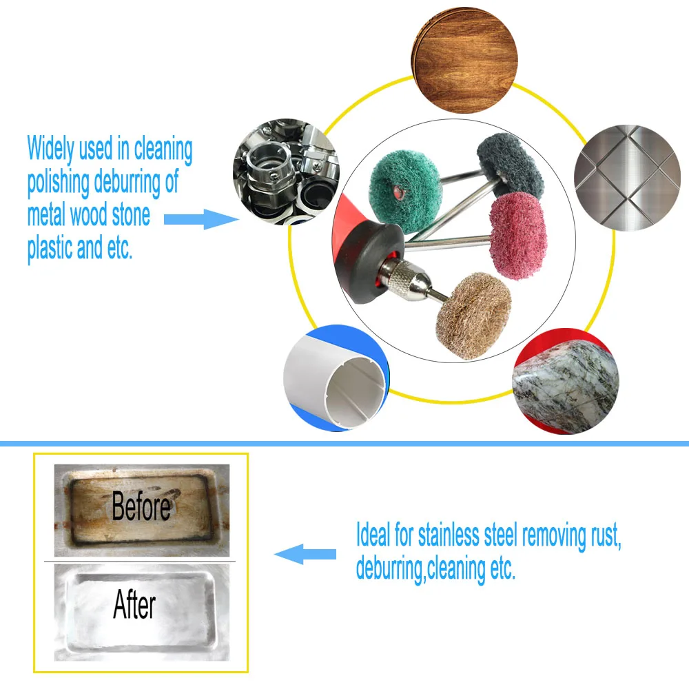 Mini Drill Abrasive Brush 2.35mm/3mm Shank Nylon Buffing Polishing Wheel for Dremel Rotary Tool Accessories Set
