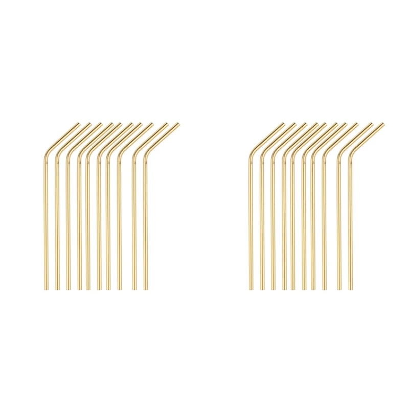 

20 PCS Gold Bent Stainless Steel Drinking Straw Reusable Metal Straw 21.5Cm