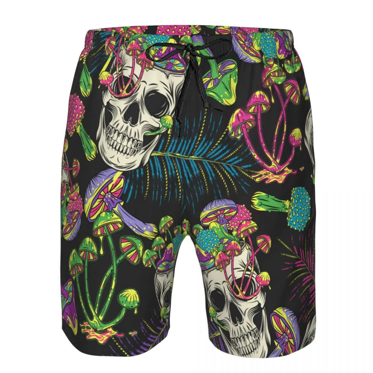 

Swimwear Mens Swim Shorts Beach Trunks Crazy Mad Skull Magic Mushrooms Hippie Swimsuit Surf Board Bathing Suit