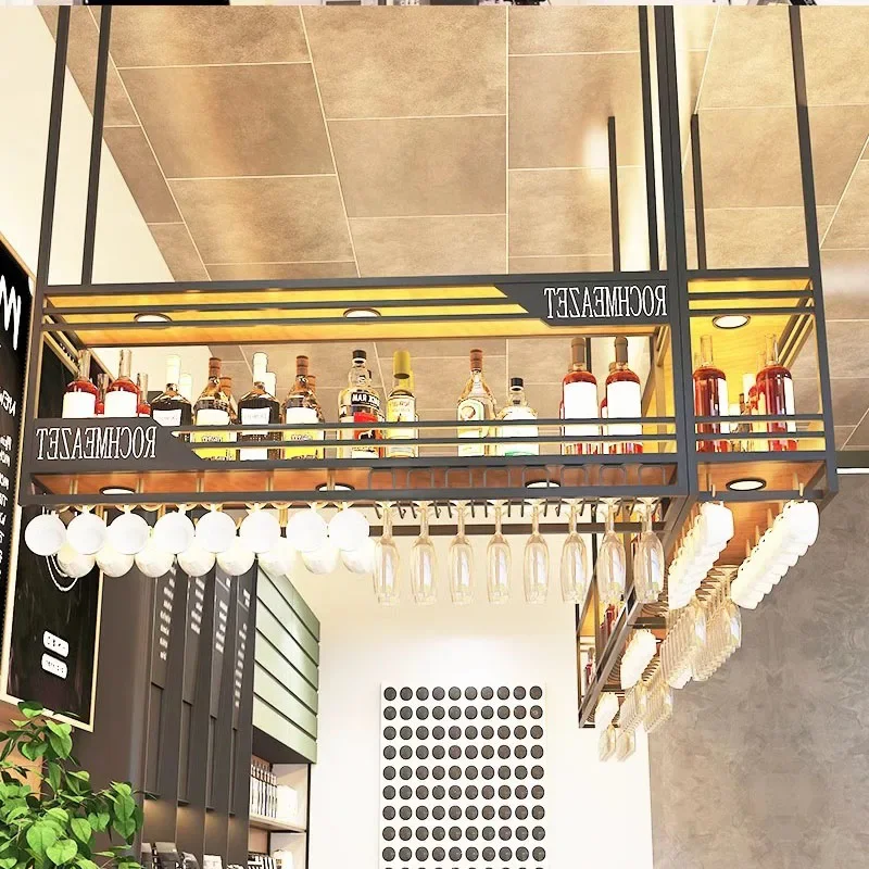 Inverted Whisky Wine Cabinets Hanging Modern Commercial Club Bar Cabinets Display Restaurant Armoire Vitre Kitchen Furniture