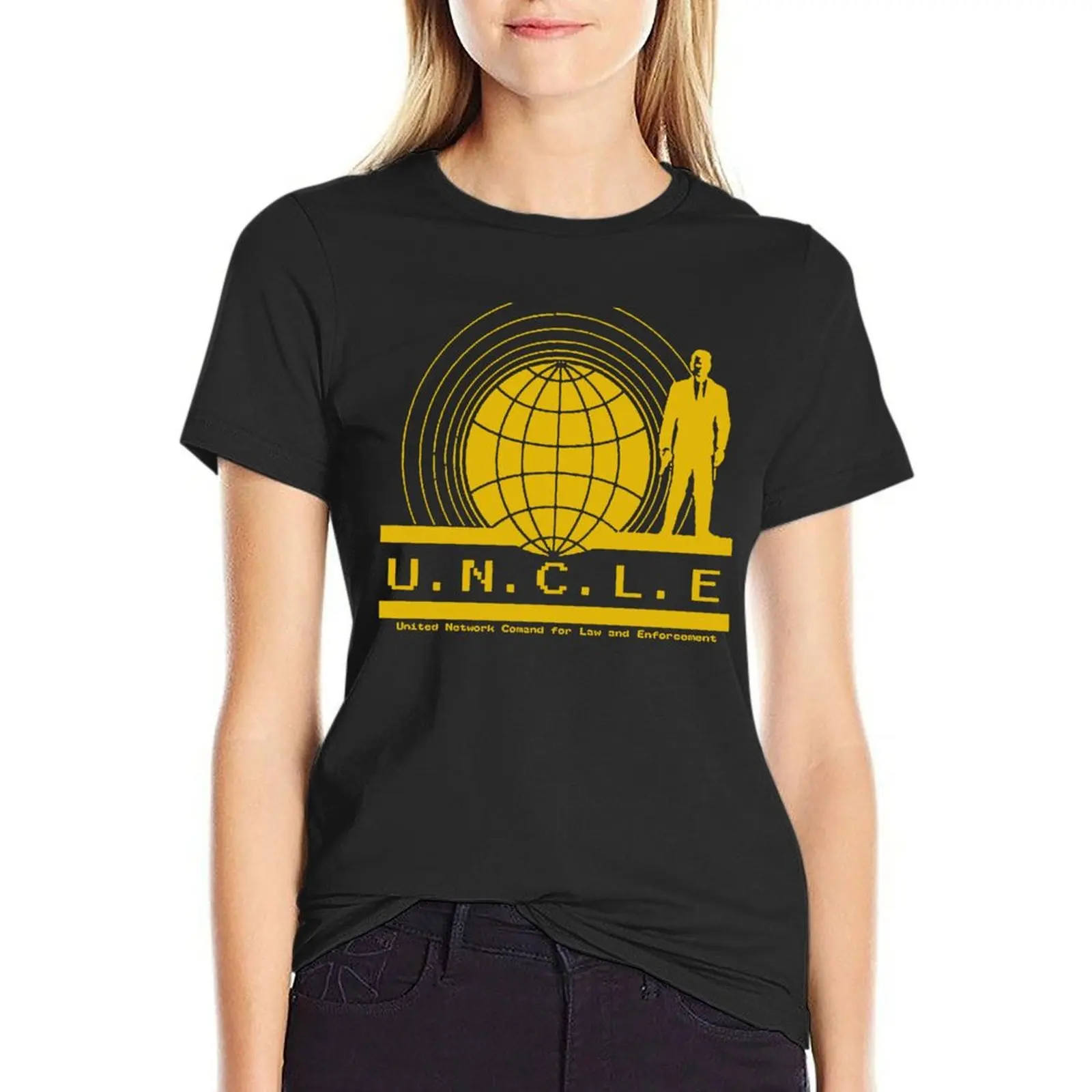 

U.N.C.L.E (yellow) T-shirt korean fashion Blouse black t-shirts for Women