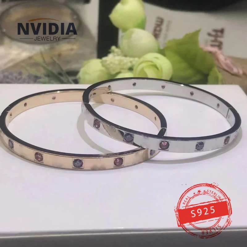 

2024 Fashion Hot Selling Jewelry BV Customized S925 Silver Luxury Gemstone Letter Women's Bracelet Exquisite Birthday Party Gift