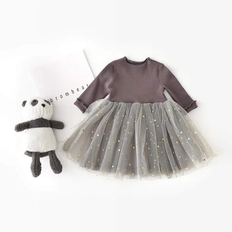 Girl Princess Dress Pentagram Long Sleeved Dress Baby Girl Clothes Kids Dresses girls dress princess costume