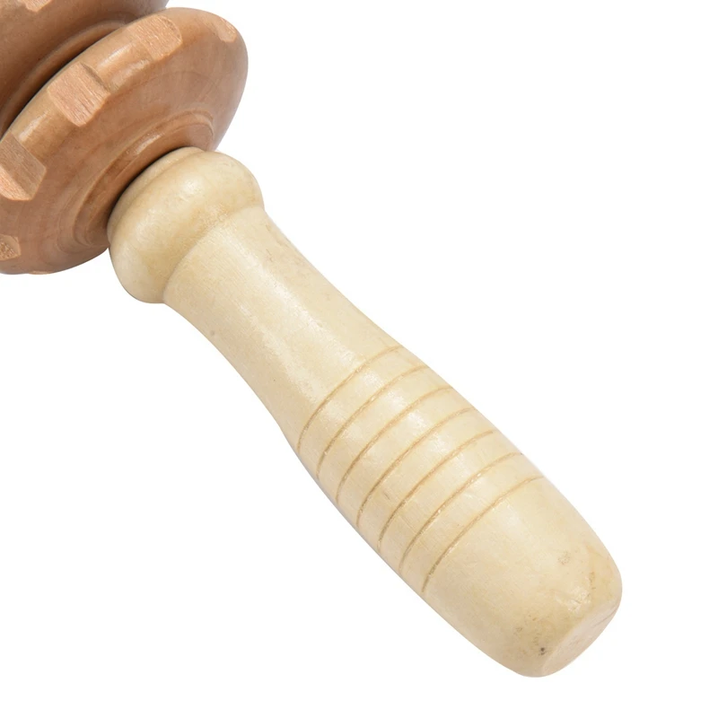 2X Lady Home Wooden Wheel 9 Rollers Belly Health Massager