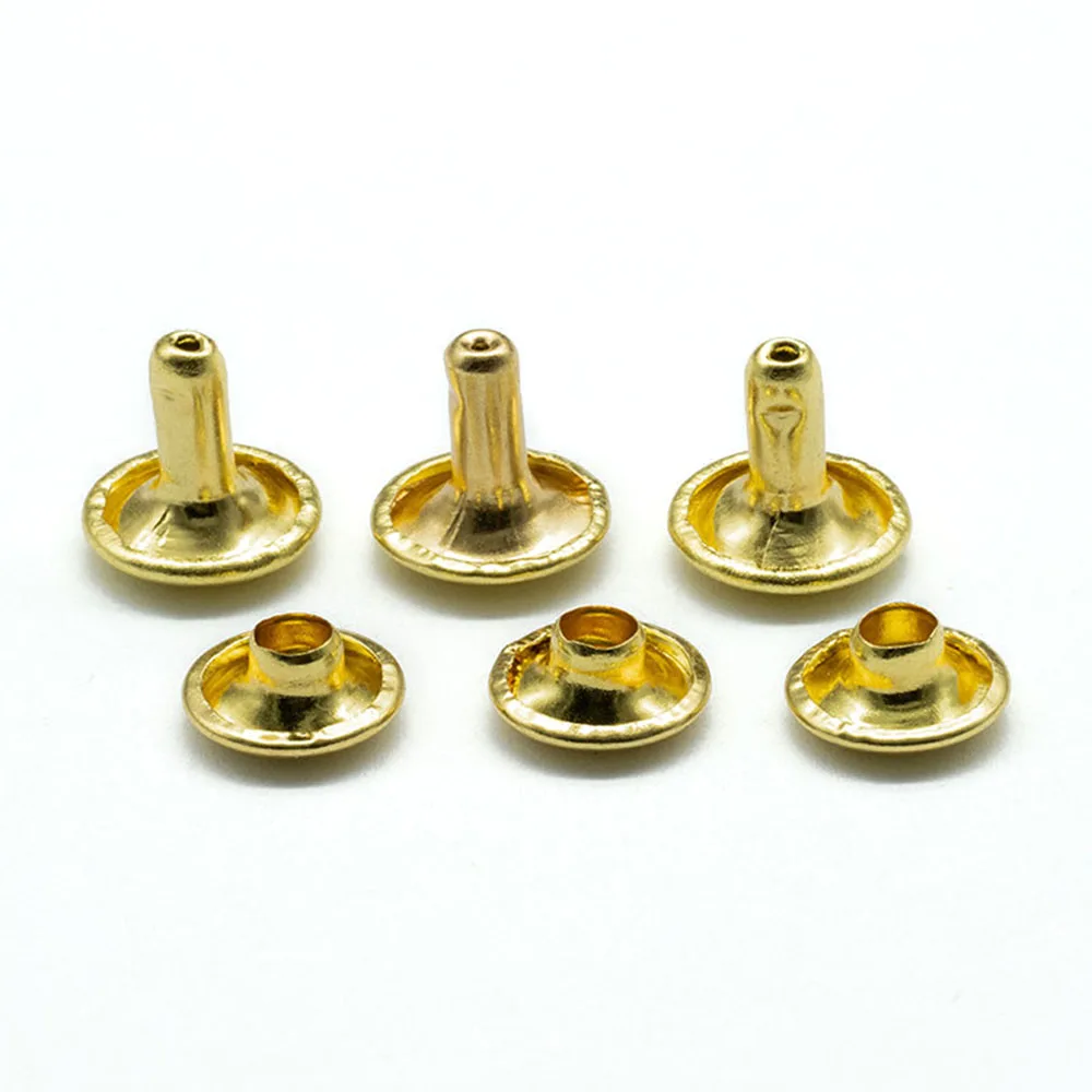 50 Rivets Double Capuchon Pour Cuir 8mm - Ton Argenté - Hauteur 12mm - Métal Acier Carbone - Sourcing Map