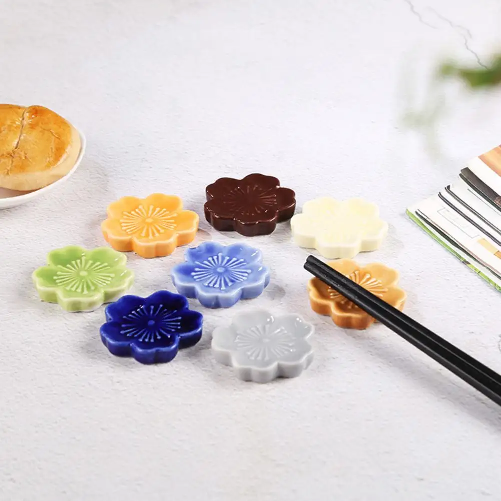 Sakura Shape Chopstick Holder Ceramic Chopstick Rest Shelf Versatile Tableware Holder For Home Restaurant Kitchen Ornaments