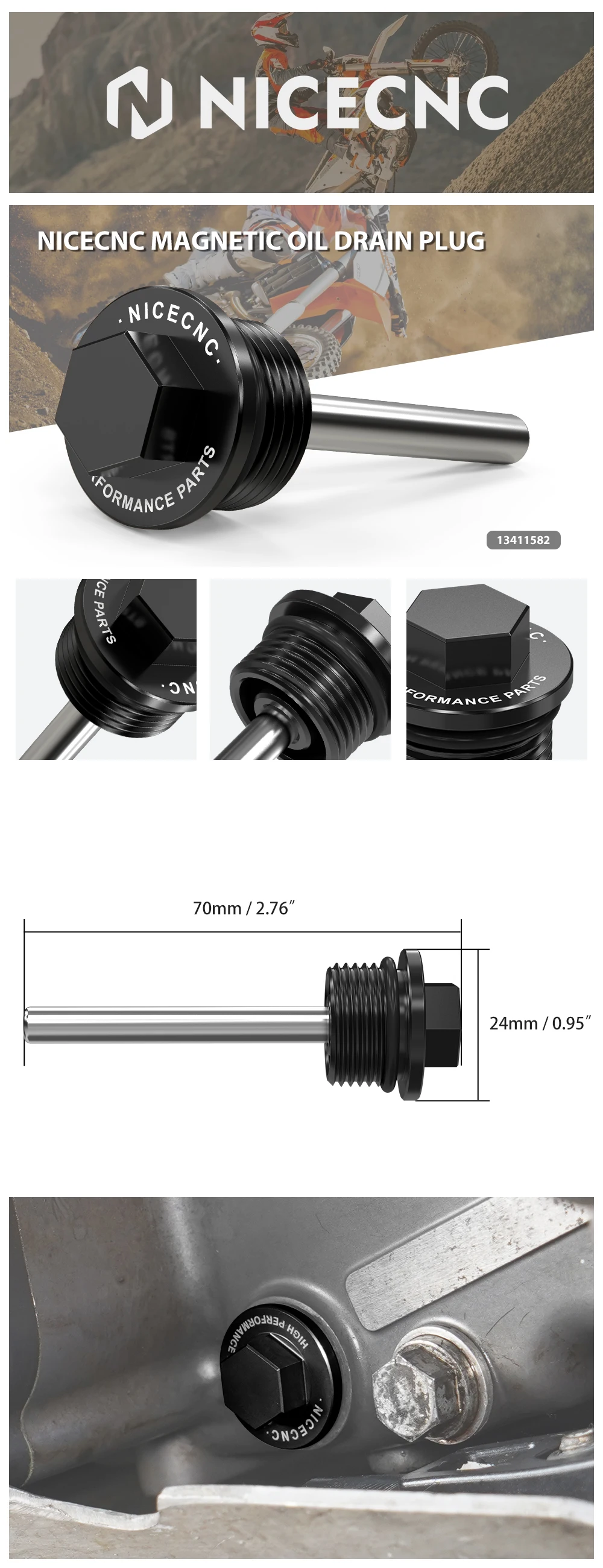 Für KTM 690 Enduro R SMC SMCR 2008-2025 Magnetische Ölablassschraube Schraube Für Husqvarna 701 Enduro Supermoto 16-25 GasGas 700 SM/ES – Detail 1