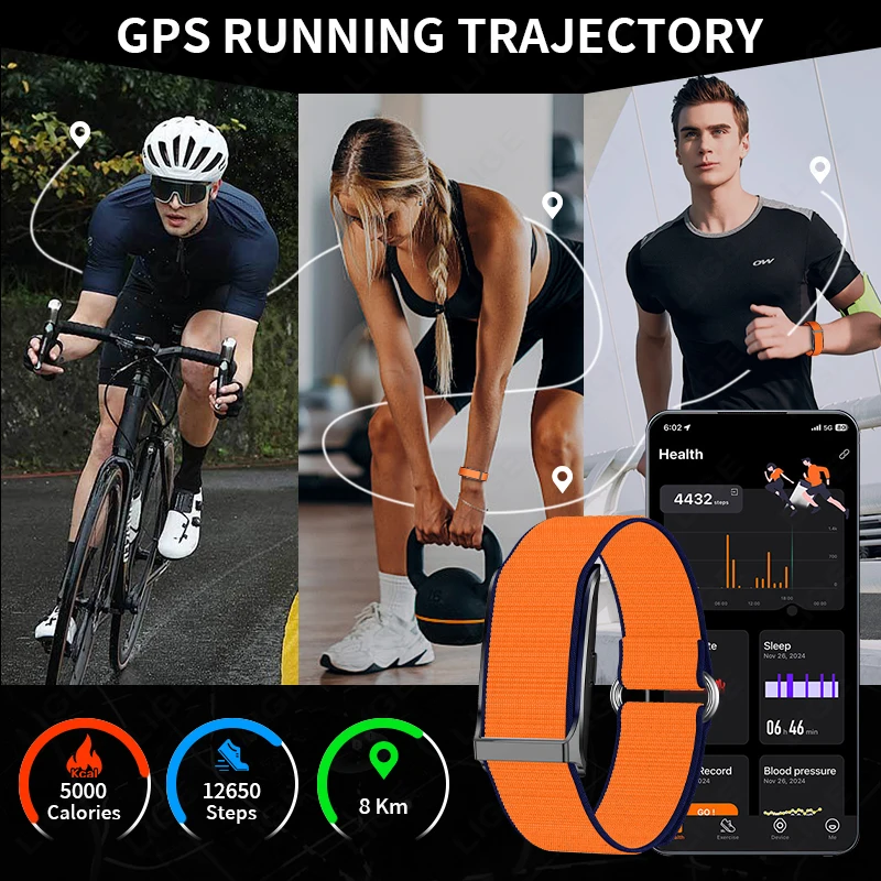 LIGE New No screen Smart Watch GPS trajectory 20-day Ultra-long Use Blood Oxygen Blood Pressure Monitoring Sports Smart Bracelet