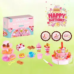 1 Set Bright Colors Parent-child Interactive Rich Accessories Pretend Play Toy Cutting Fruit Birthday Cake Biscuits Toys Set Kin