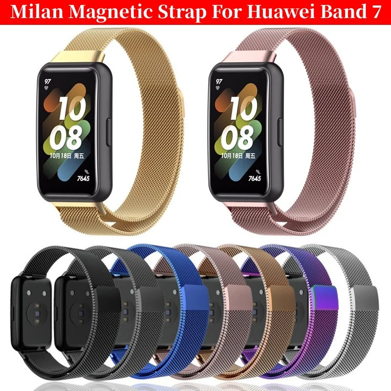 

Milan Magnetic Strap For Huawei Band 7 Stainless Steel Smart Wristband Replacement Bracelet For Huawei Band 7 Metal Strap Correa