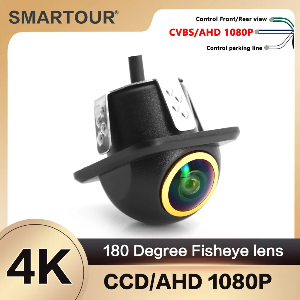 Smartour 4K AHD CVBS CCD Fisheye Lens Rear View Camera AHD 1080p Night Vision Backup Parking Waterproof For Reversing Monitor