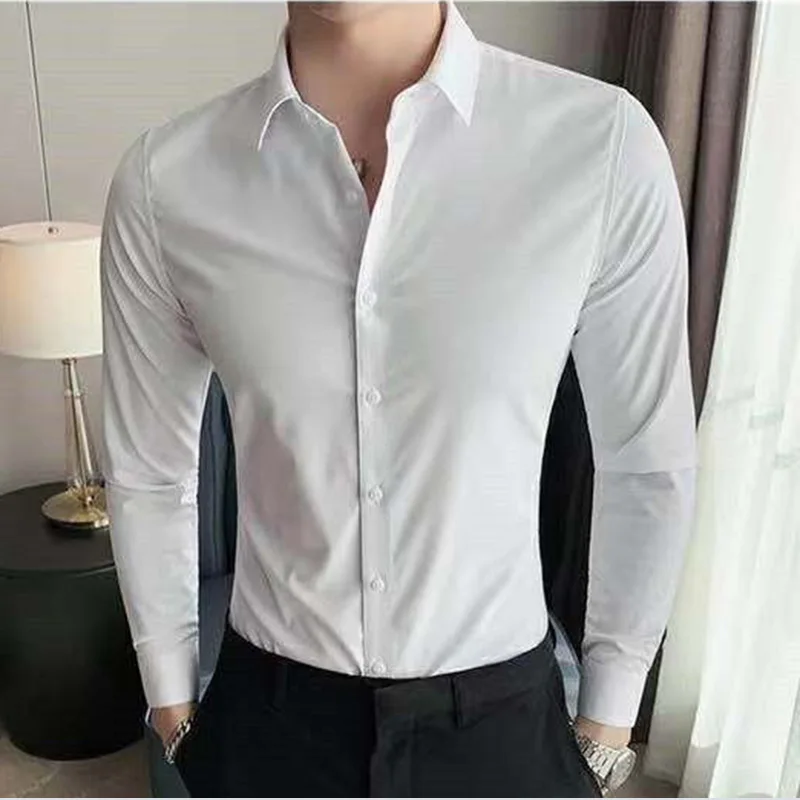 Fashion Lapel Button Solid Long Casual Shirts Men's Clothing 2023 Autumn New Oversized All-match Tops Korean Shirt