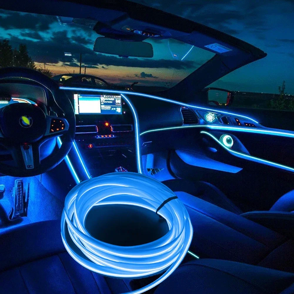 Ambient Light String Lights Glow Light Mini Led Light Car Interior Lights 1M 3M 5M LED Flexible Neon Lighting String for Car Interior Dashboard Door Decoration