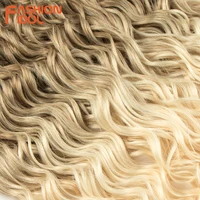 FASHION IDOL Curl cheveux vague profonde torsion Extensions de cheveux pour les femmes 20 pouces Ombre Blonde Crochet faux cheveux synthétiques Crochet tresses 5