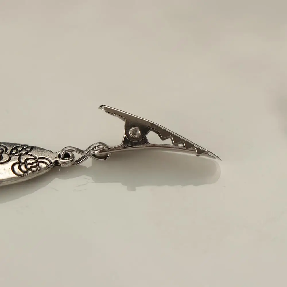 Retro Women Cardigan Sweater Blouse Shawl Clips Shirt Collar Flower Pattern Duck Clip Clasps