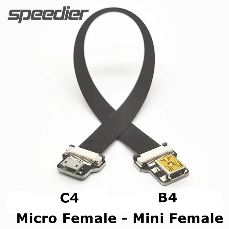 FFC Micro&Mini USB Right Angle Mini USB 2.0 Male To Micro USB Data Flexible FPC Cable for FPV&Disk&Scanner&Printer Raspberry Pi