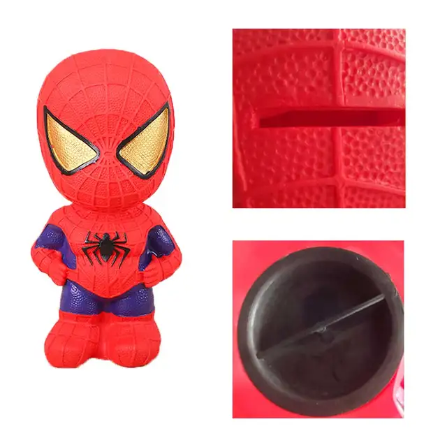 Super Heroes Kawaii Spiderman Money Box Cute Red Bat Coin Piggy Bank Model Saving Toy Room Ornament Boys Girls Children's Gifts 4
