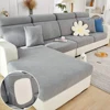 Jacquard Thick Sofa Cover Elastic Polar Fleece Couch Covers for Sofas Living Room Spandex Seat Covers L-shaped Solid Colors Home 1