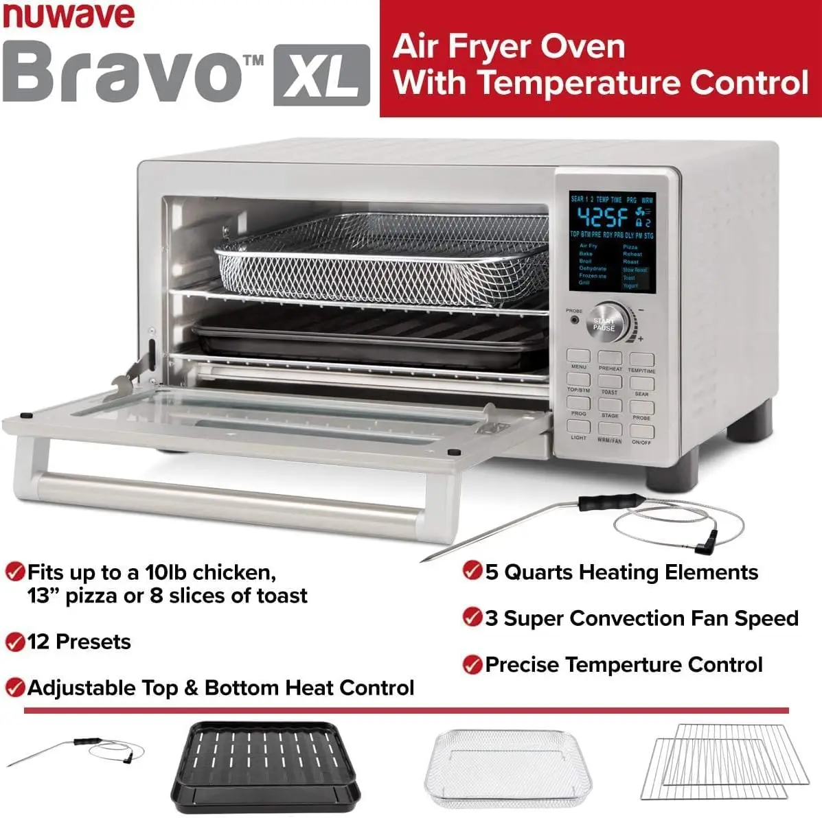 Bravo Convection Toaster Ovens Air Fryer Combo with 30QT Large Capacity For A Whole Chicken and 13" Pizza.1 2
