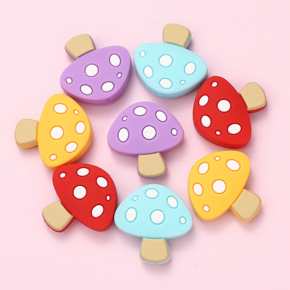 10Pcs New Silicone Beads Cartoon Mushroom Shaped Focal Beads For Jewelry Making DIY Nipple Chain Bead Pen Handmade Accessories 4