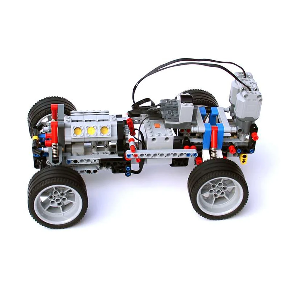 2WD Two-wheel Drive Technical Car Chassis Bricks with Suspension Shocks IR Remote Control Reciever L Servo Motor MOC PF Kits