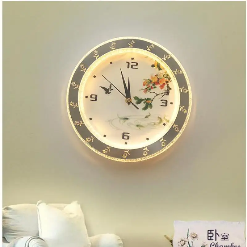 

Led Clock Wall Lamp Modern Simple Living Room Bedroom Study Circular Lighting Creative Nordic Wall Lights For Home