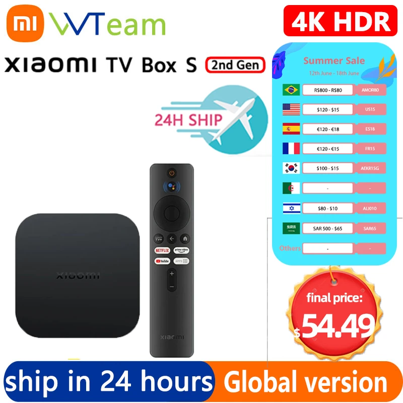Global Version Xiaomi Mi Tv Box S 4k Ultra Hd Bt5.2 2gb 8gb Dolby ...