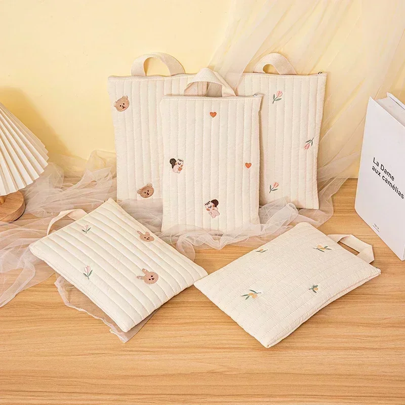 Diaper Bag Diaper Pouch Cotton Baby Diaper Bag Nappy Pouch Travel Stroller Storage Bags Cute Bear Embroidery Mommy Bag