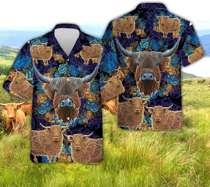 thumbnail image 1 of Camisa hawaiana con estampado 3D de vaca para hombre, camisa con estampado de animales de gran tamaño, ropa de calle informal Harajuku para hombre, camisas de moda para hombre, 1 of 5