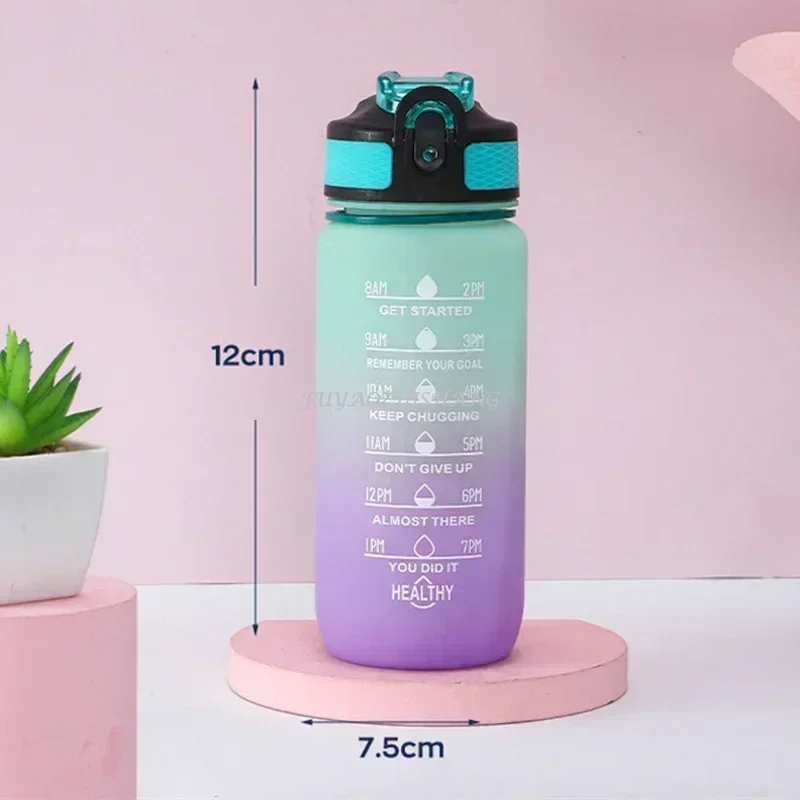 600ML Colorful Water Bottle Sports Time Marker