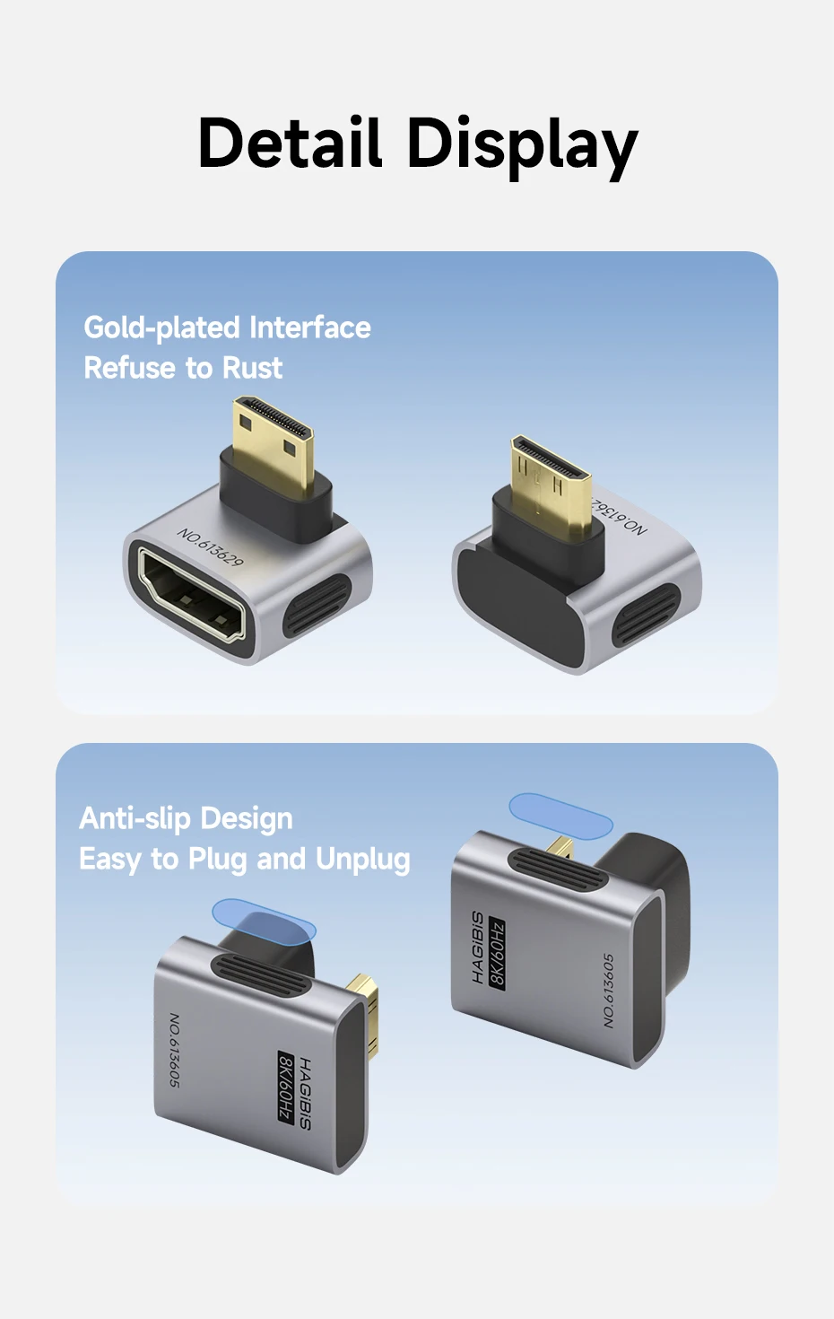 Hagibis HDMI 2.1 90° Right Angle Male to Female Adapter