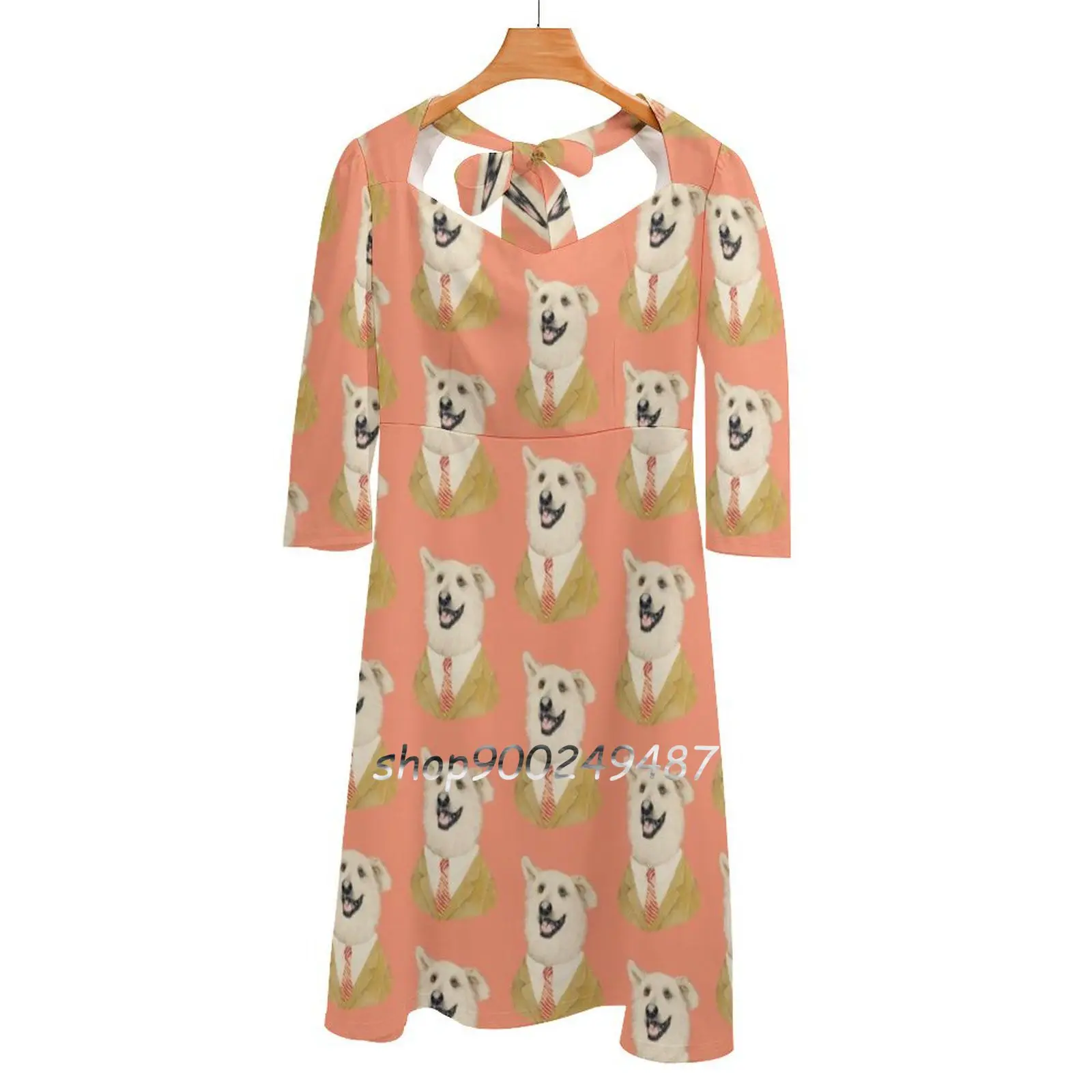 

Retriever Sweet Elegant Dress Women Korean Kawaii Square Collar Dress Dog Portrait Dog In Suit Dogs In Suits Golden Retriever