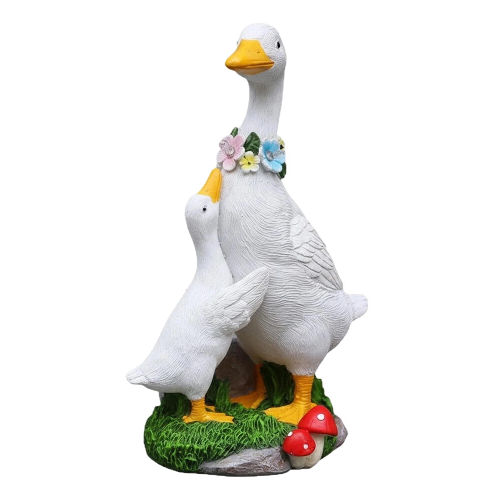 Solar Garden Statue Dad and Duckling Figurine with Solar LED Lights Resin Outdoor Decor for Lawn Patio and Yard