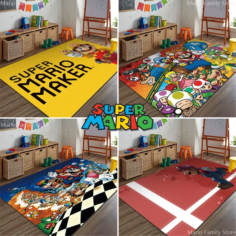 Tapis Chambre Enfant Mario Ou Princesse - 60x90 Cm, Antidérapant, Doux, Lavable En Machine