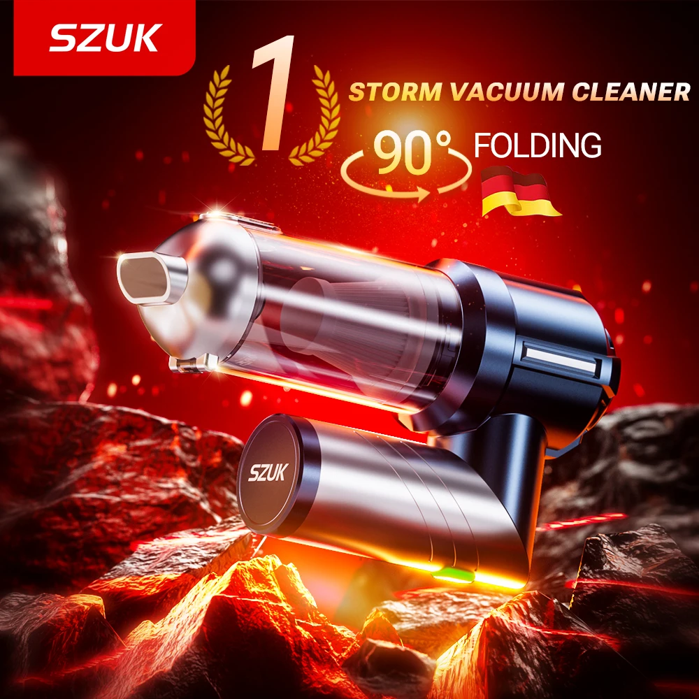 SZUK Car Vacuum Cleaner, Portable Handheld Mini Foldable Strong Suction Powerful Wireless Cleaning Machine