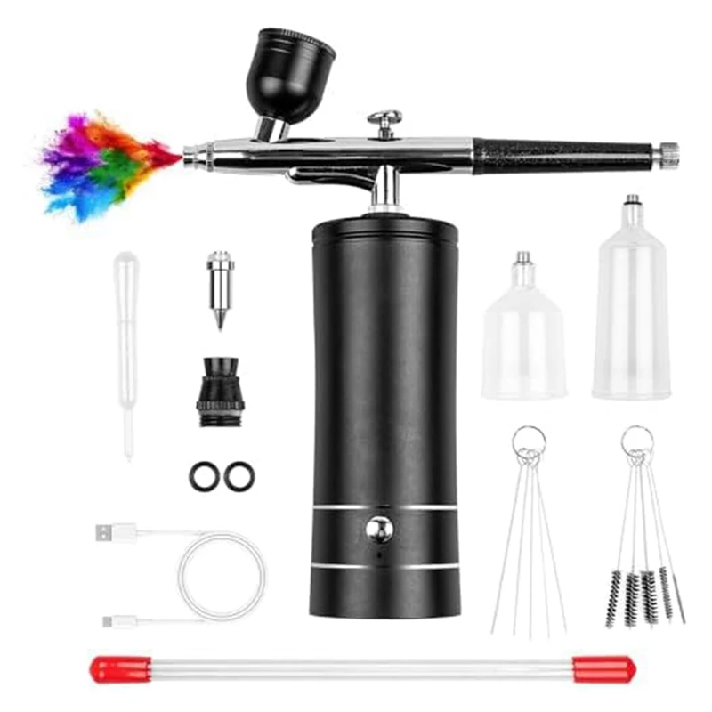 

Airbrush Kit Rechargeable Cordless Airbrush Compressor, 30PSI High Pressure, With 0.3Mm Nozzle And Cleaning Brush Set Durable