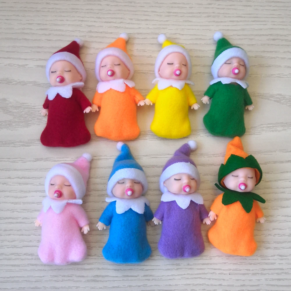 7cm Christmas Elf Babies with Dummy Movable Arms Legs Doll House Accessories Baby Elves Dolls 6