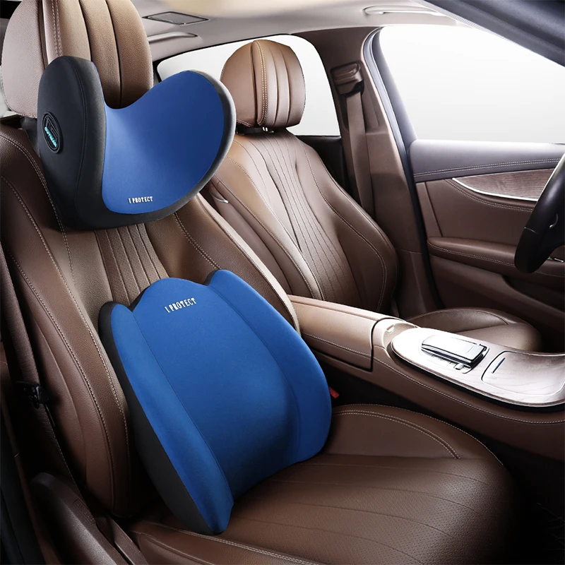 2 Cuscini Poggiatesta Auto Memory Foam Arancioni – Comodi E Di Lusso, Supporto Collo