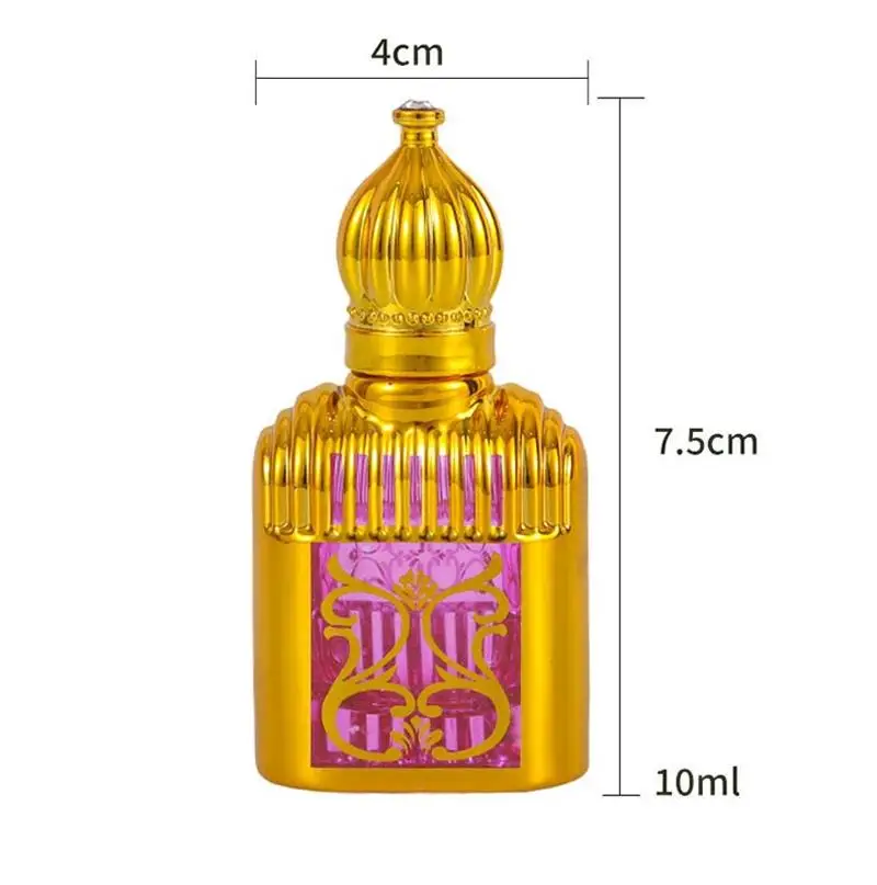 Essential Oil Roller Bottle 10ml Mini Gold Crown Shape Perfume Bottling Portable Travel Electroplated Carve Glass Empty Bottle 6