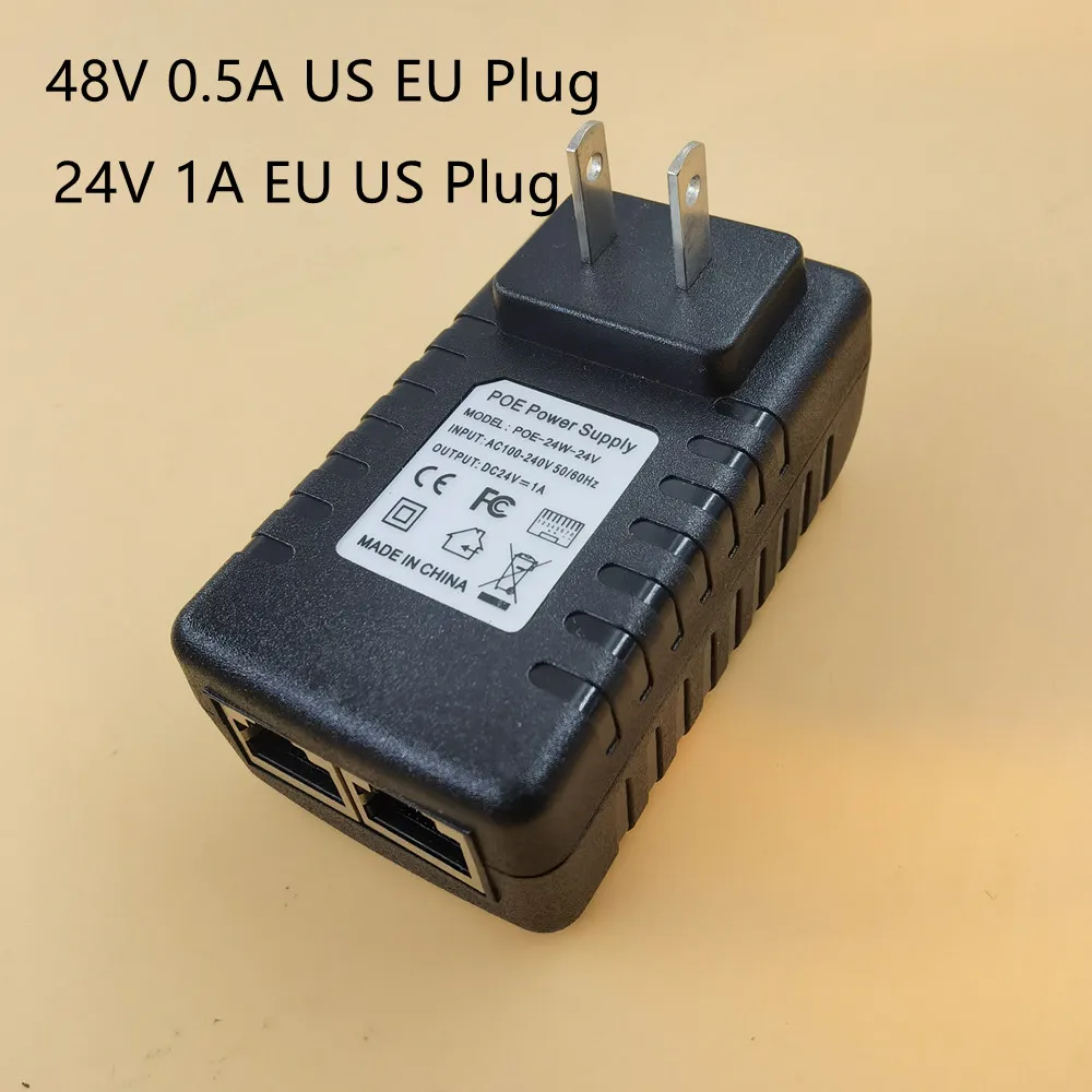 POE Injector 48V 24V 12V 24W EU US UK AU Plug For CCTV IP Camera Power Supply Ethernet Adapter Phone AP |