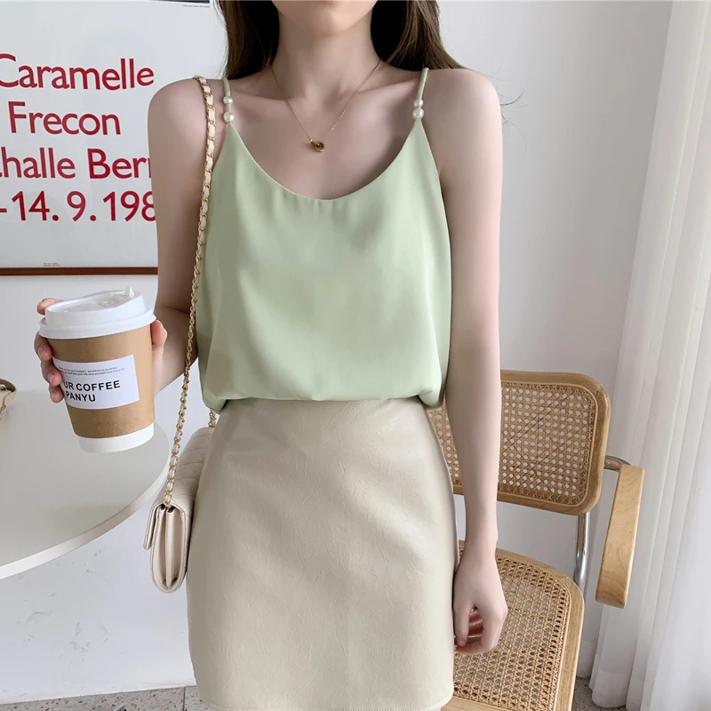 women's bra Sexy V-neck Camisole Women's Top Summer Loose Sleeveless Chiffon Women Tank Top jockey camisole Tanks & Camis