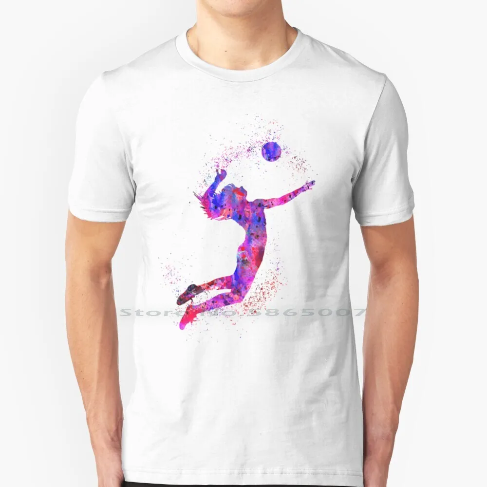 

Футболка для волейбола для девочек, футболка из 100% хлопка для волейбола с акварелью для девочек-подростков, для волейбола, вечевечерние, спорта