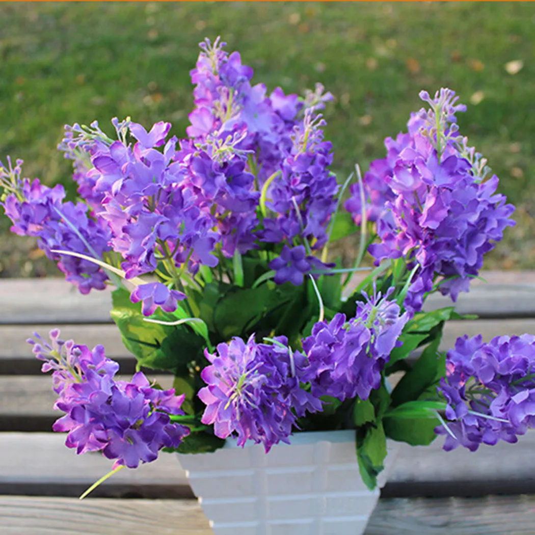 1 Stück künstlicher Blumenstrauß, 5 Köpfe Hyazinthe, 33 cm, Lila, Weiß, Rosa, Gelb-Kunststoff, für Büro, Party, Hochzeiten, Heimdekoration – Detail 3