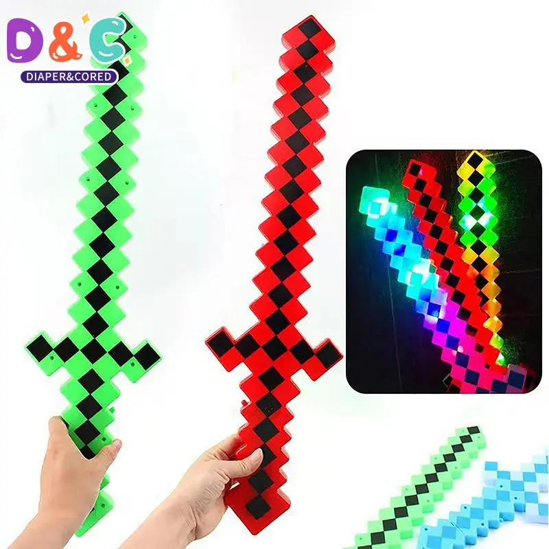 

1Pcs Cartoon Cute Large Flash Sword LED Luminous Mosaic Toy Sword Toy Sword For Kids