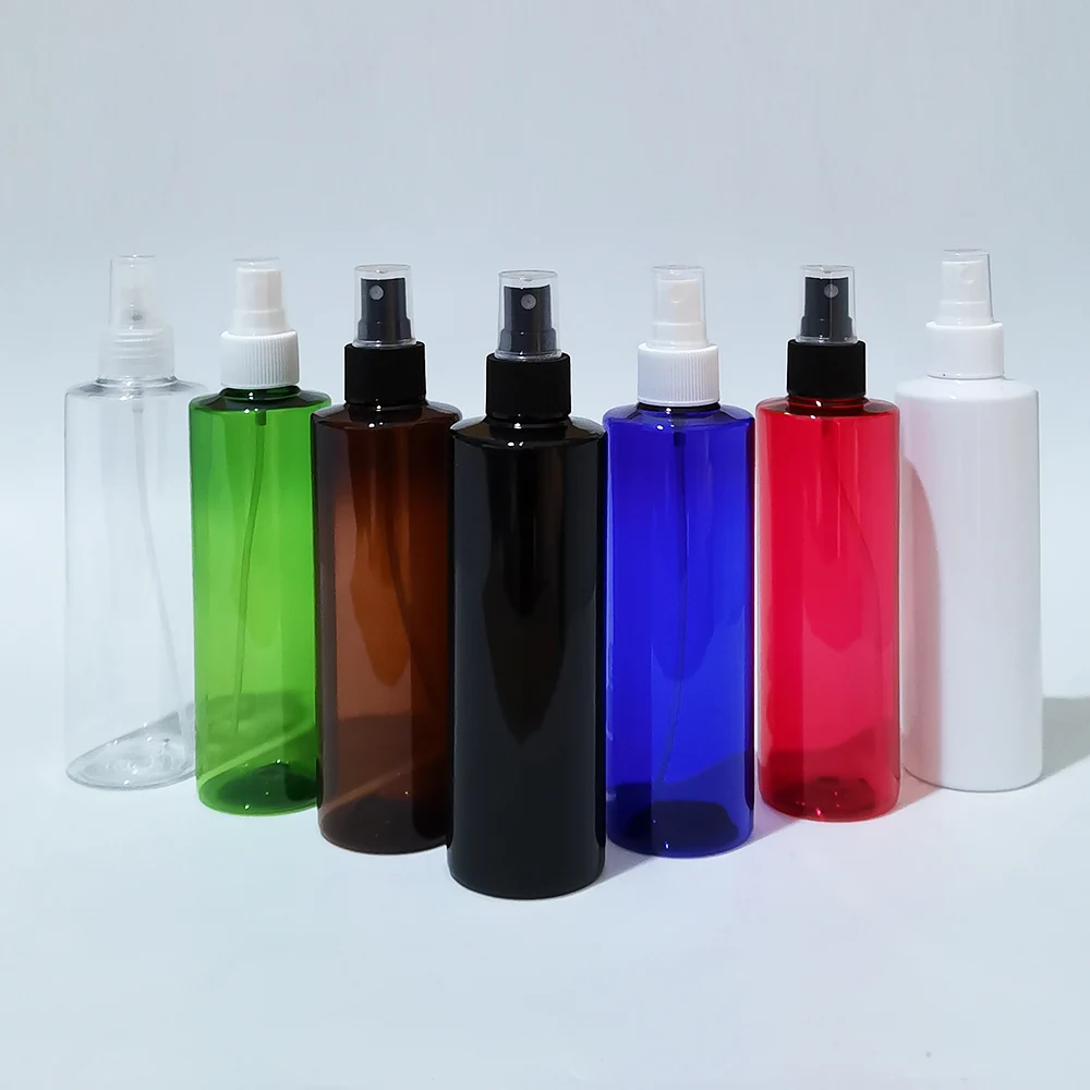 

30pcs 250ml Black/White Spray Bottle Travel PET Bottle For Cosmetic Packaging,8.4oz Plastic Empty Bottles For Liquid Skincare