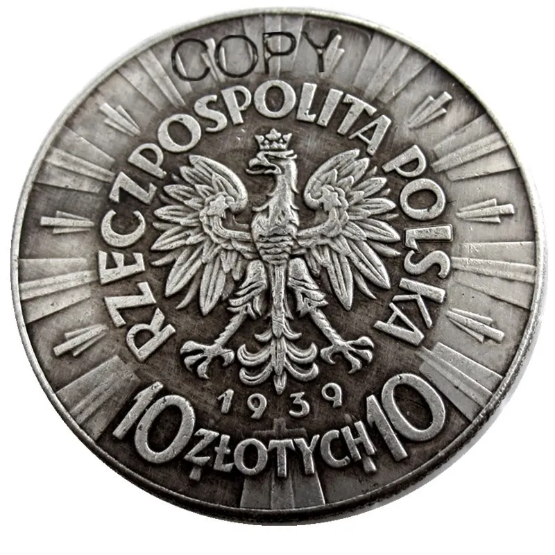 

1939 Золотая Посеребренная копировальная монета, Польша, 10