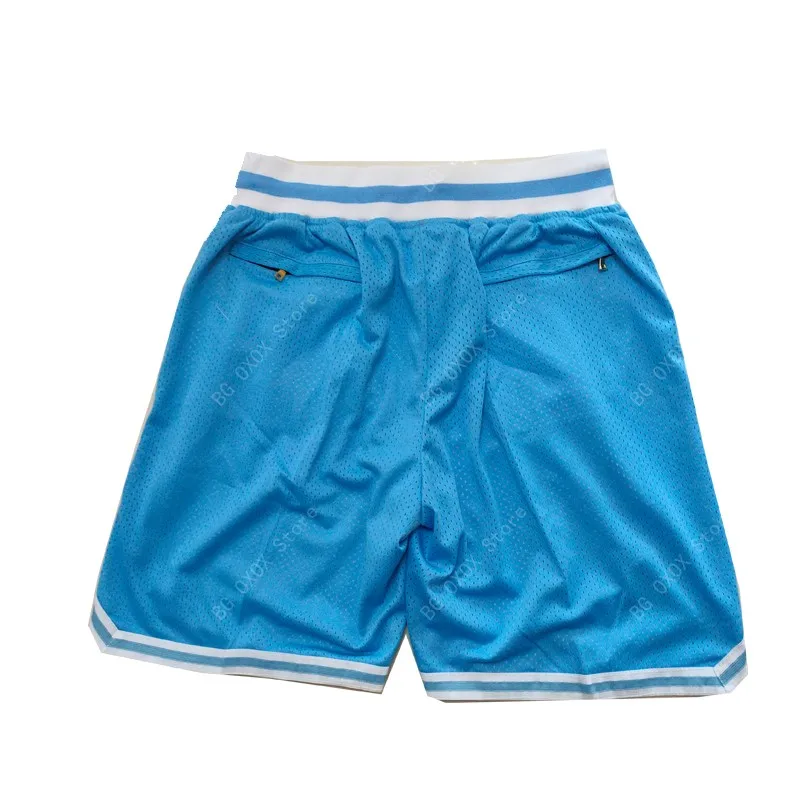 Basketball Shorts Carolina Four pocket zipper Sewing Embroidery High-Quality Outdoor Sport Shorts Beach Pants Blue New 2023