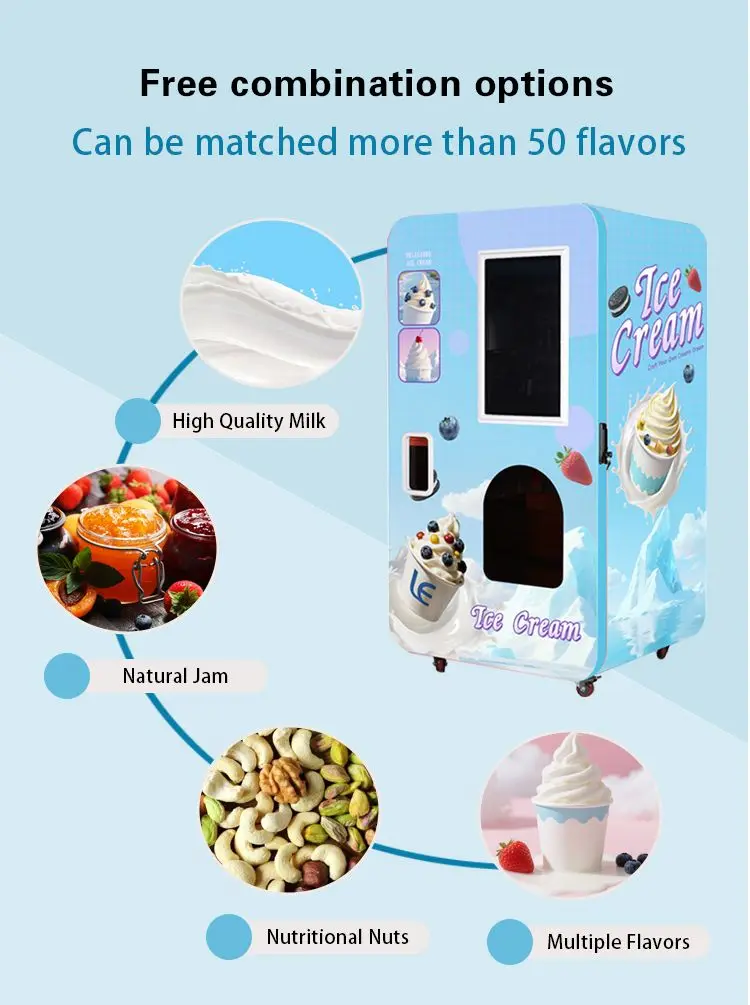 Heavy Duty 27 Inch Touch Screen Soft Ice Cream Vending Machine for Business