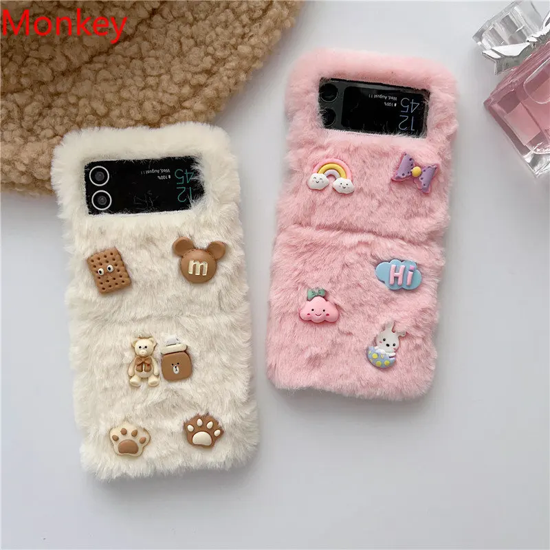 Handmade Brown Grey Bear Pony 3D Phone Case for Samsung Galaxy Z