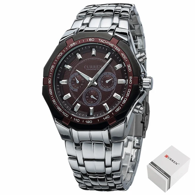 CURREN 8084 Watch Luxury Fashion Men's Quartz Watch Silvery Stainless Steel Strap Analog Display Wristwatch for Male 2